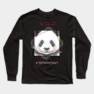 Panda Wild Nature Animal Illustration Art Drawing Long Sleeve T-Shirt